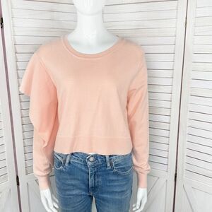 Zara Side Frill Ruffle Sleeve Crop Sweater‎ Peach Small